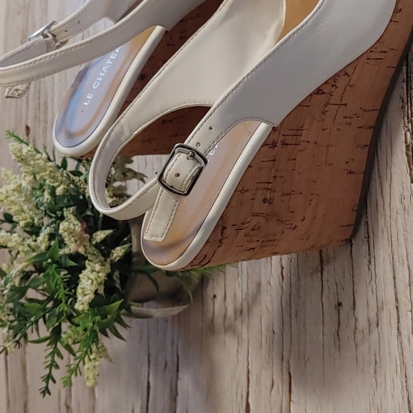 Chateau White leather platforms shoes slip ons women size 38 - Picture 3 of 15